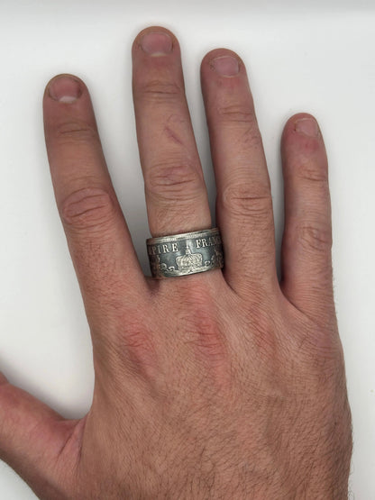 Bague pièce de monnaie NAPOLÉON III en argent massif MONNAIA