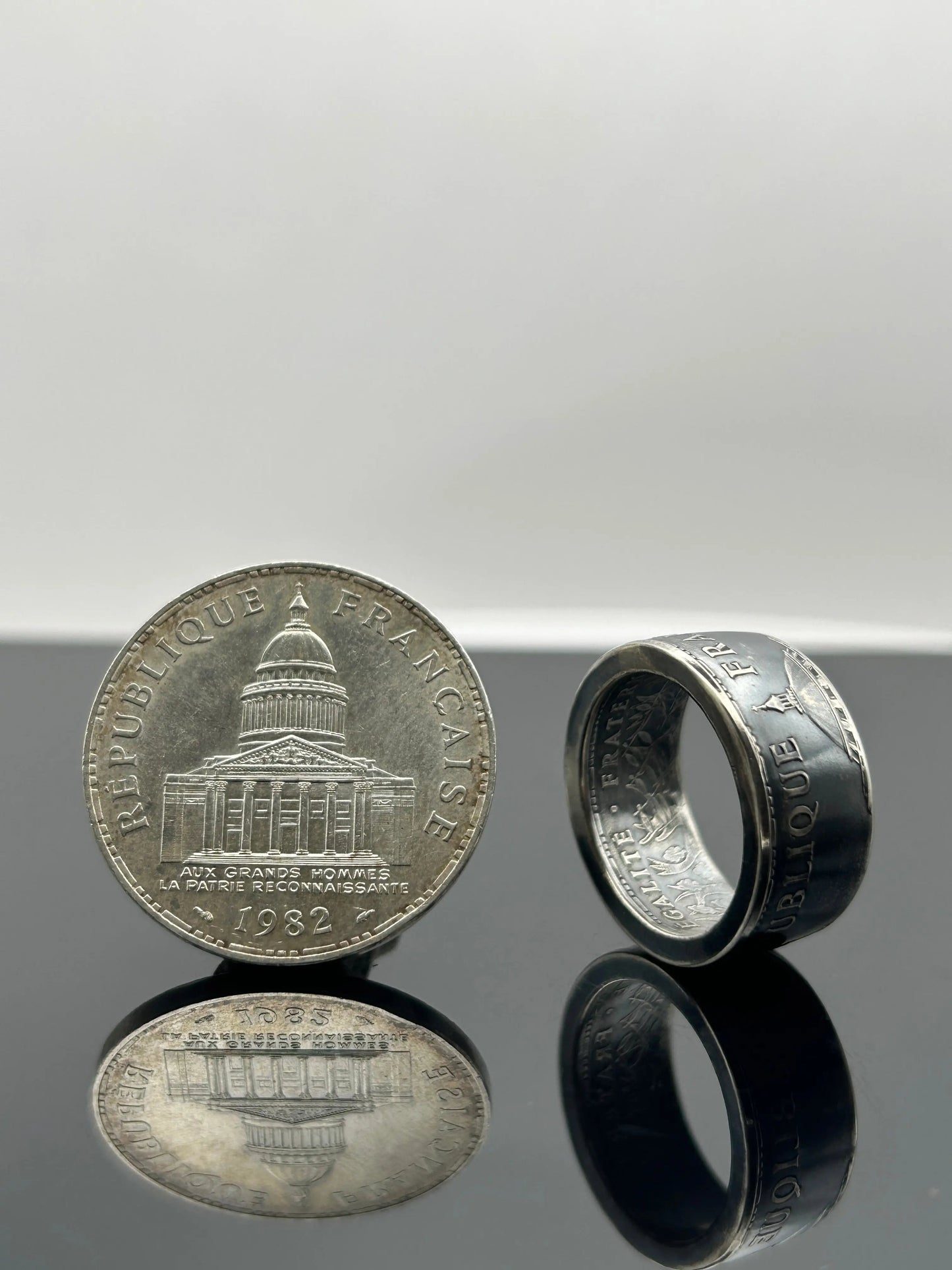 Bague pièce de monnaie PANTHÉON en argent massif MONNAIA