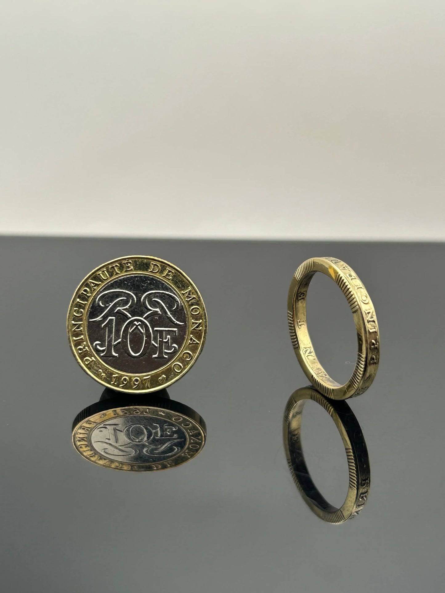 Bague pièce de monnaie Principauté de Monaco MONNAIA