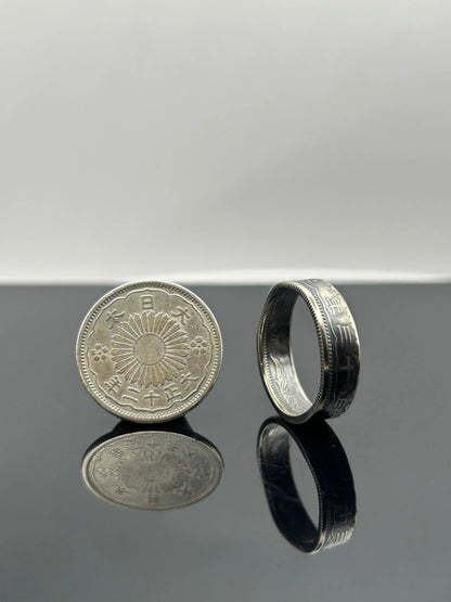 Bague pièce de monnaie SEN JAPONAIS (alliage d'argent 720%) MONNAIA