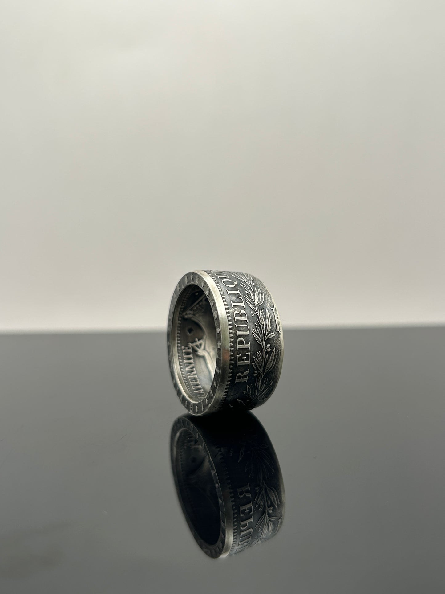 Bague pièce de monnaie 10 Francs République Française en argent massif