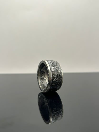 Bague pièce de monnaie 10 Francs République Française en argent massif