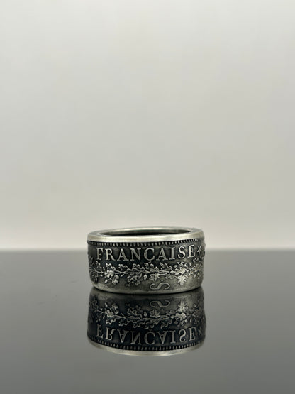 Bague pièce de monnaie 10 Francs République Française en argent massif