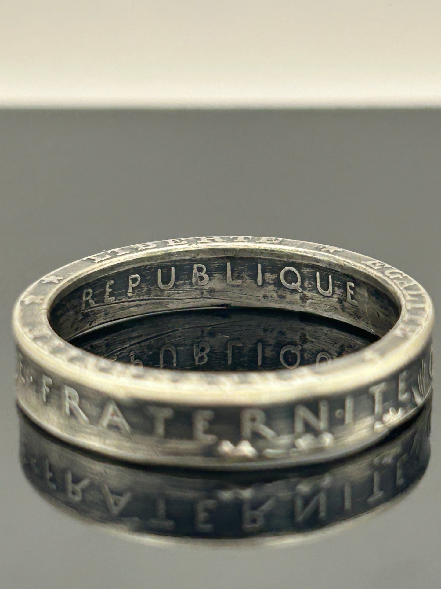 Bague pièce de monnaie petite Semeuse en argent massif MONNAIA