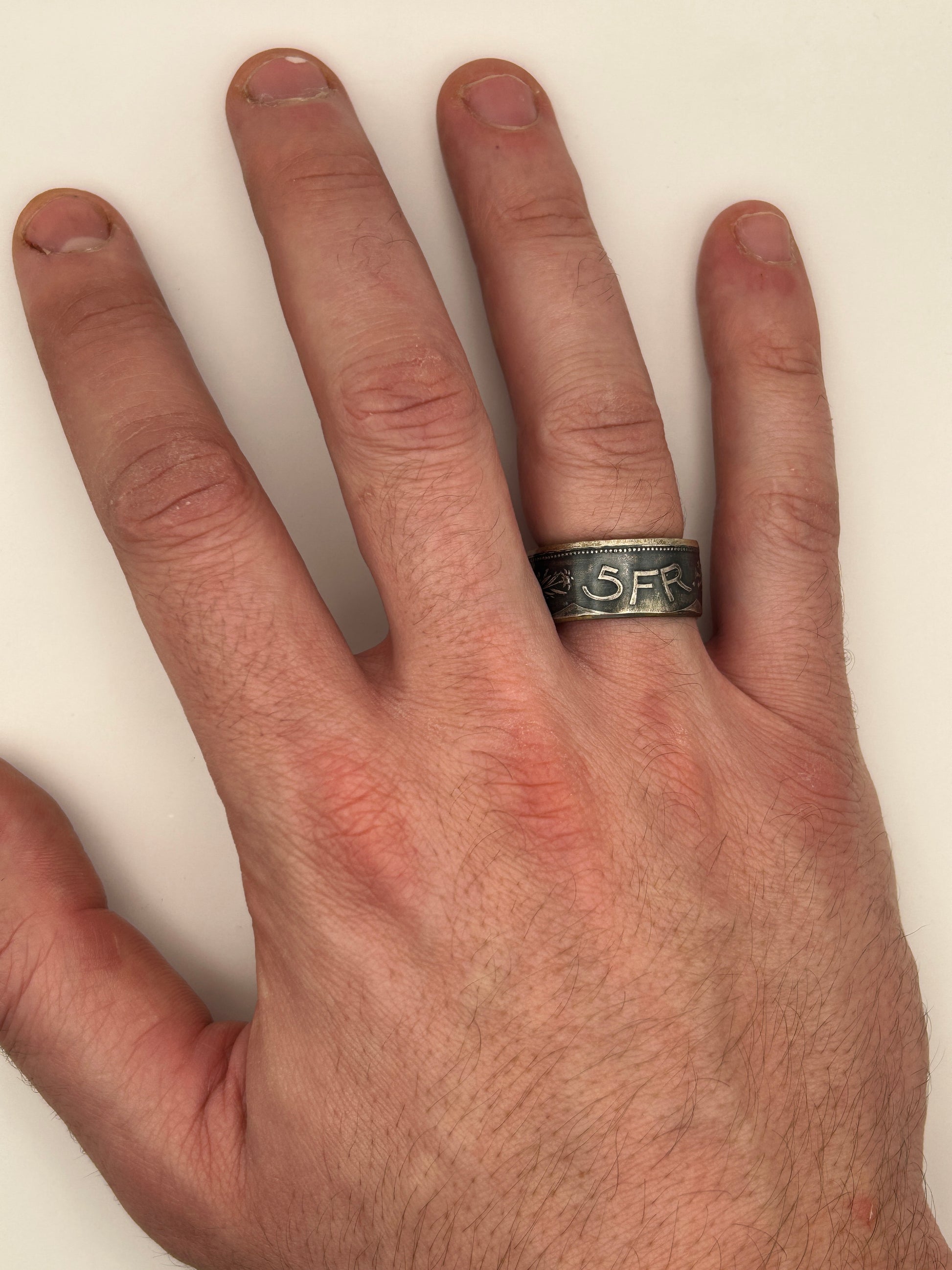 Bague pièce de monnaie 5 francs Suisse en argent massif Monnaia, bijou artisanal unique