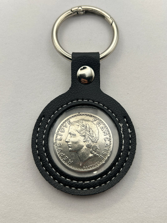 Porte-clés porte pièce de monnaie 5 francs Lavrillier