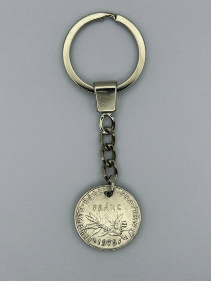 Porte-clés en pièce de monnaie 1 franc Semeuse artisanal et unique