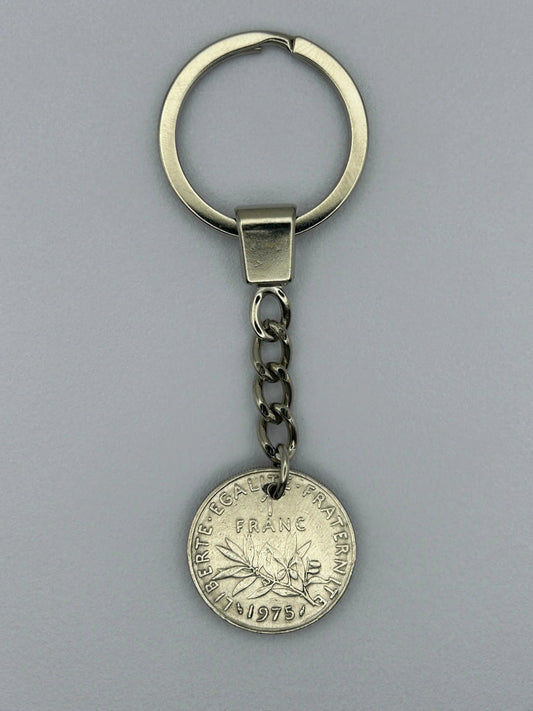 Porte-clés en pièce de monnaie 1 franc Semeuse artisanal et unique