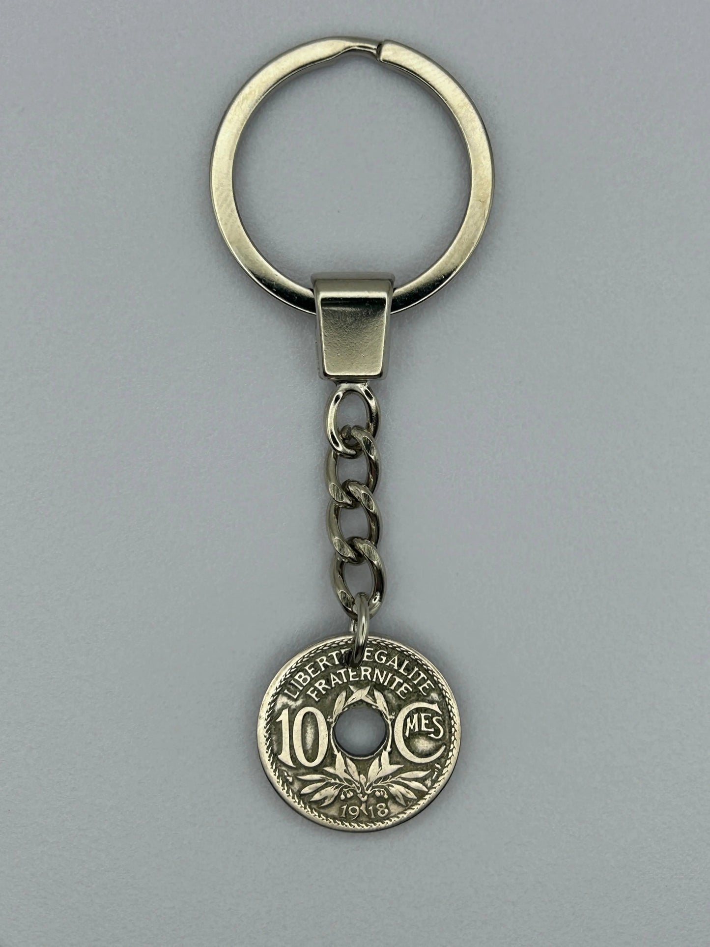 Porte-clés en pièce de monnaie 10 centimes Lindauer artisanal et unique