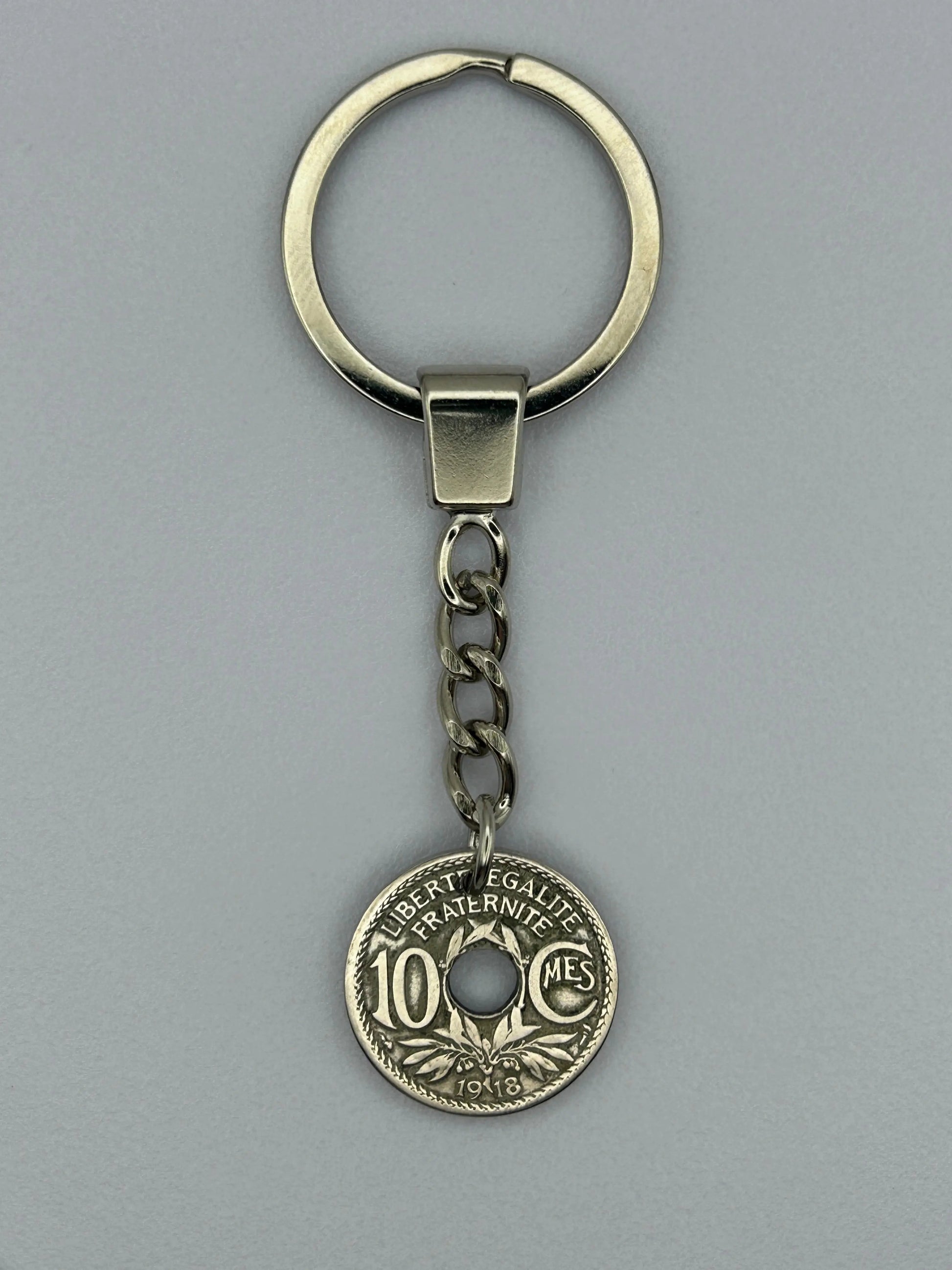 Porte-clés en pièce de monnaie 10 centimes Lindauer artisanal et unique