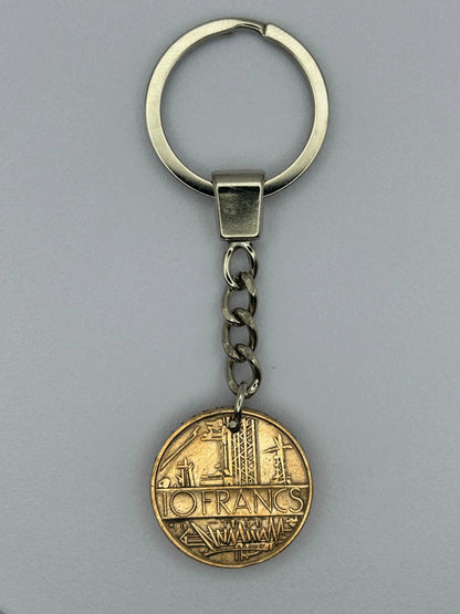Porte-clés en pièce de monnaie 10 francs Mathieu artisanal et unique