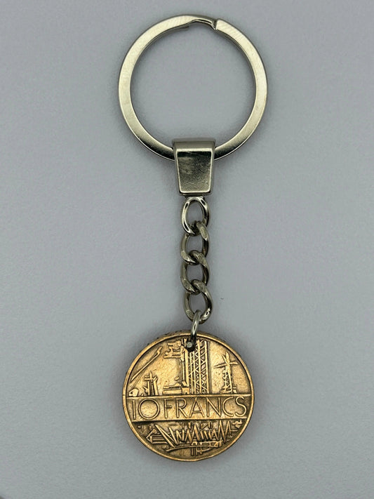 Porte-clés en pièce de monnaie 10 francs Mathieu artisanal et unique