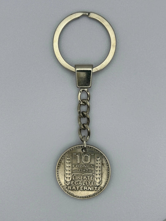Porte-clés en pièce de monnaie 10 francs Turin artisanal et authentique