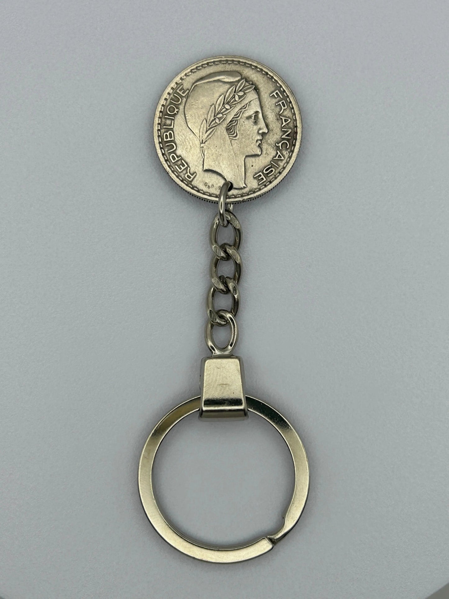 Porte-clés en pièce de monnaie 10 francs Turin fait main et original