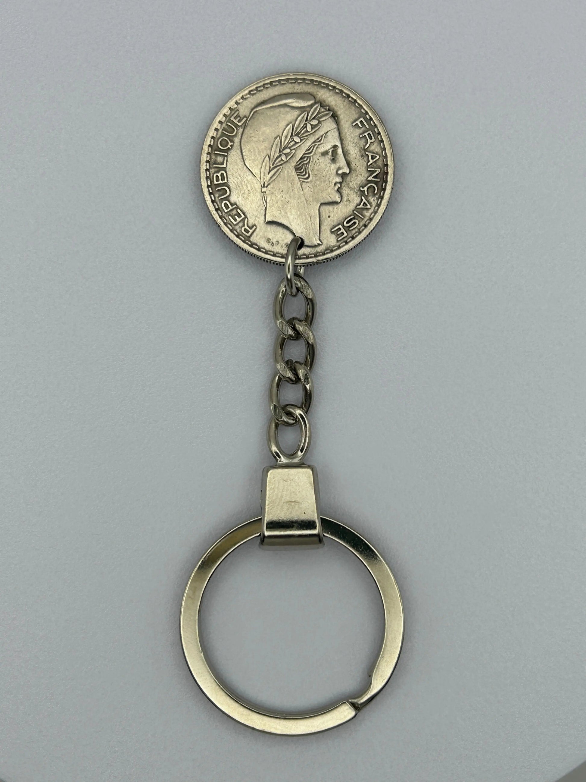 Porte-clés en pièce de monnaie 10 francs Turin fait main et original