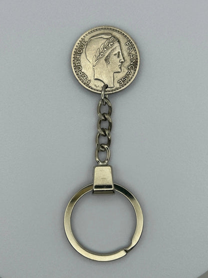 Porte-clés en pièce de monnaie 10 francs Turin fait main et original