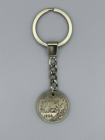 Porte-clés en pièce de monnaie 100 francs Cochet artisanal et authentique