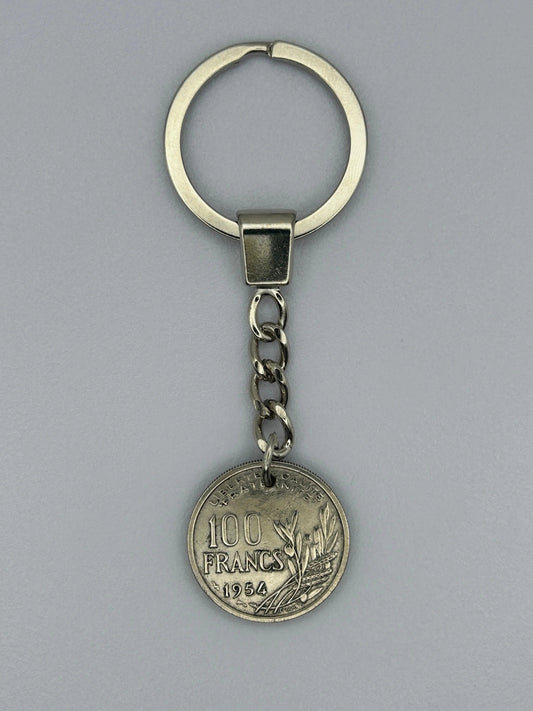 Porte-clés en pièce de monnaie 100 francs Cochet artisanal et authentique