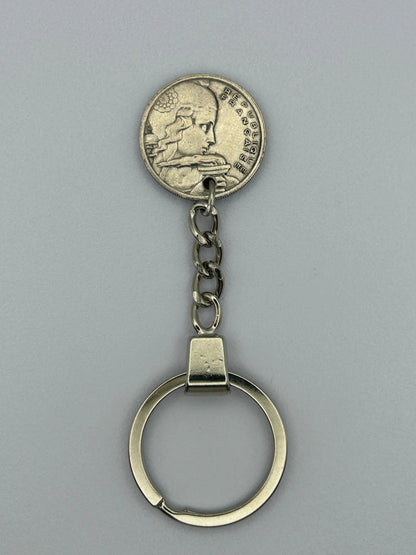 Porte-clés en pièce de monnaie 100 francs Cochet fait main et original