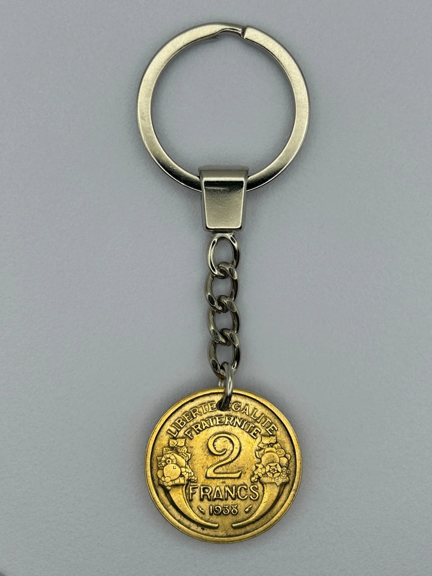 Porte-clés en pièce de monnaie 2 francs Morlon, unique et artisanal