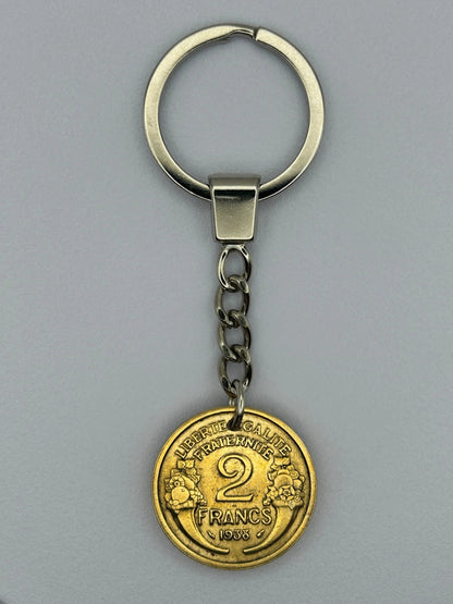 Porte-clés en pièce de monnaie 2 francs Morlon, unique et artisanal