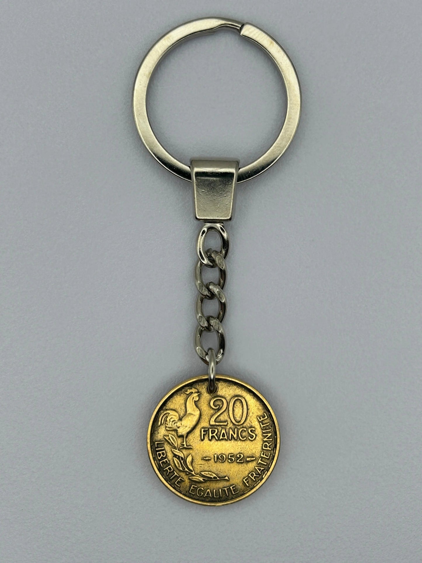 Porte-clés en pièce de monnaie 20 francs Guiraud artisanal et unique