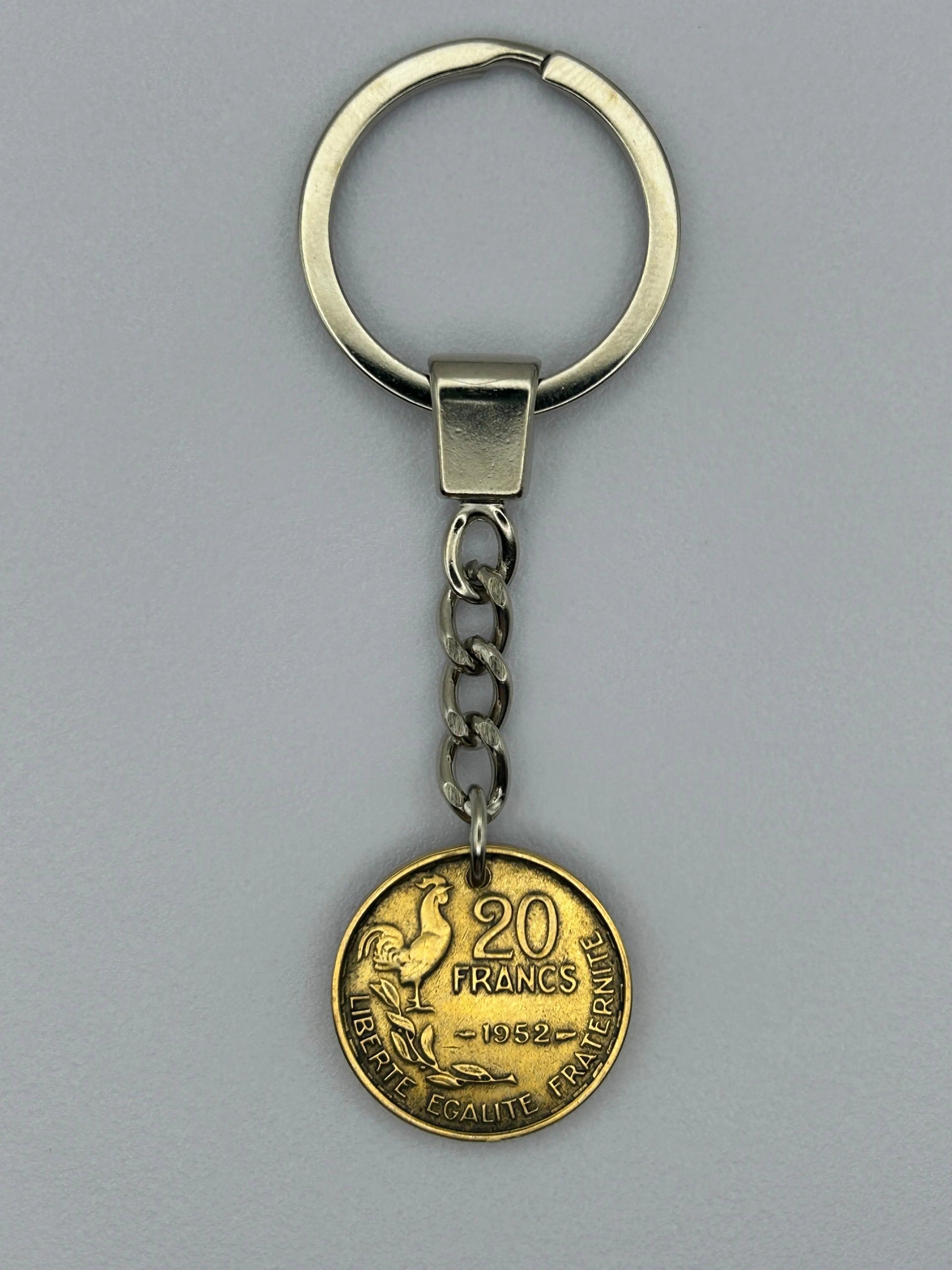 Porte-clés en pièce de monnaie 20 francs Guiraud artisanal et unique