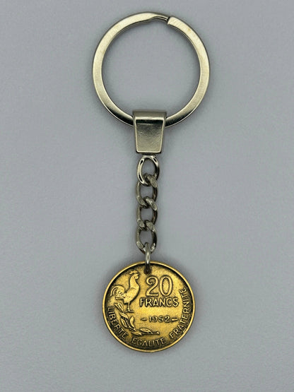 Porte-clés en pièce de monnaie 20 francs Guiraud artisanal et unique