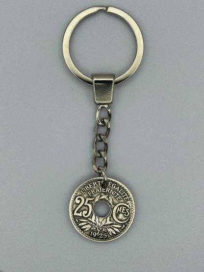 Porte-clés en pièce de monnaie 25 centimes Lindauer artisanal et unique