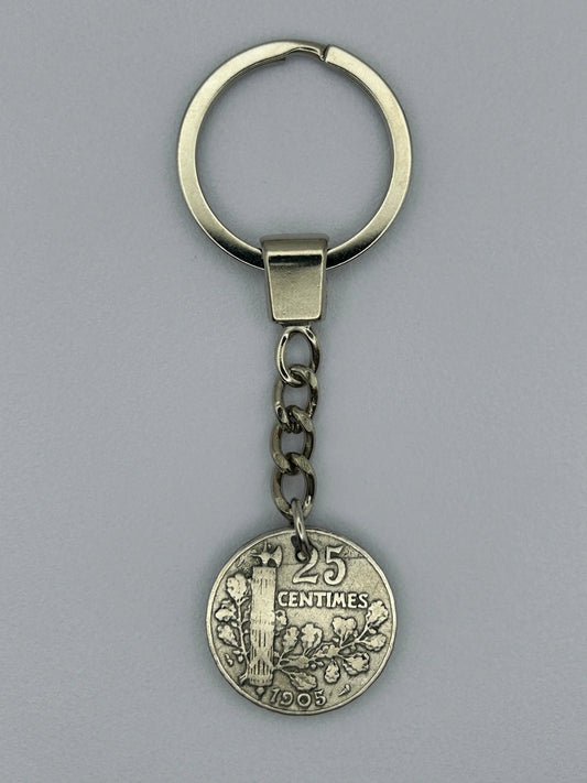Porte-clés en pièce de monnaie 25 centimes Patey artisanal et unique