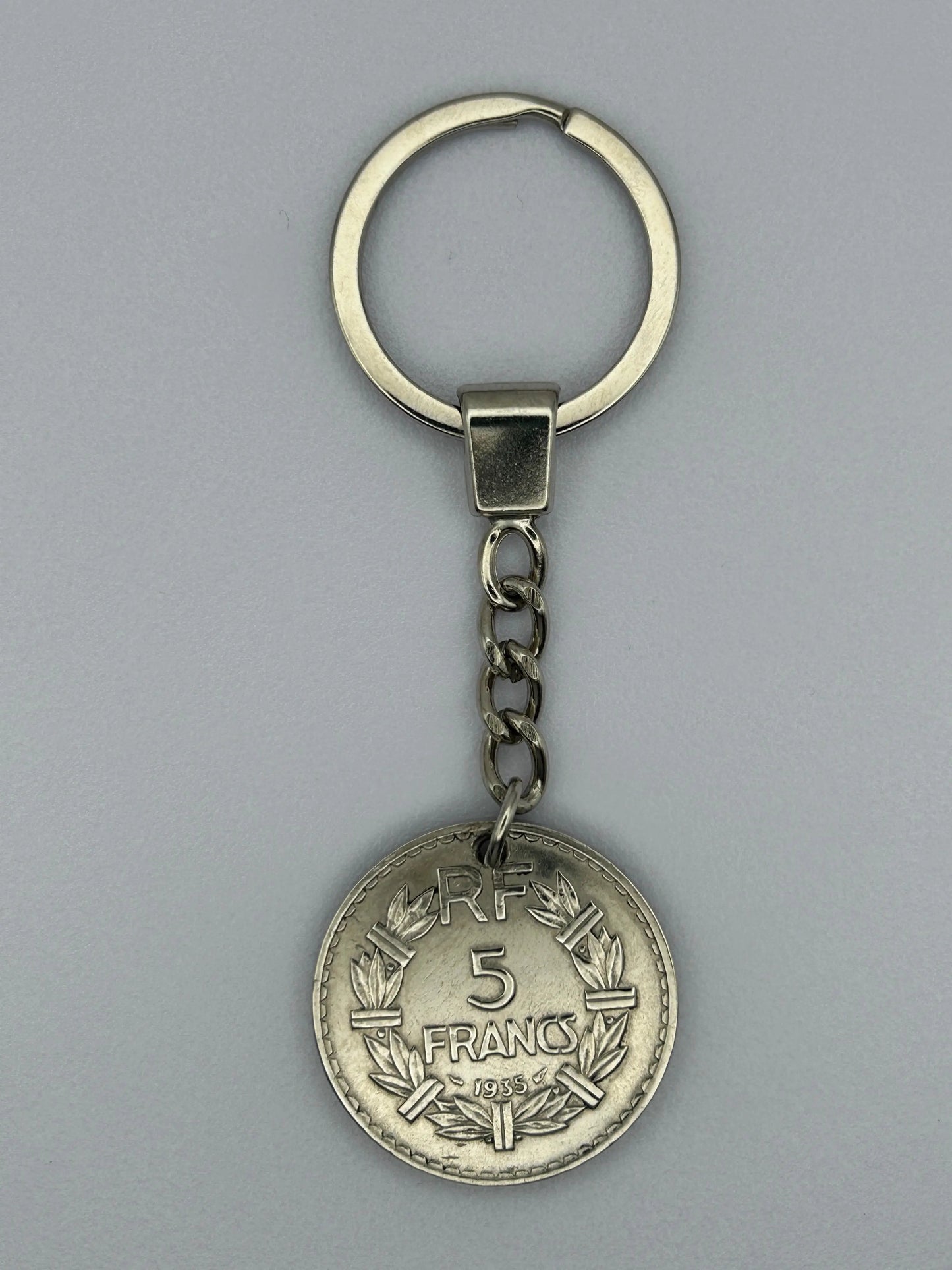 Porte-clés en pièce de monnaie 5 francs Lavrillier artisanal et authentique