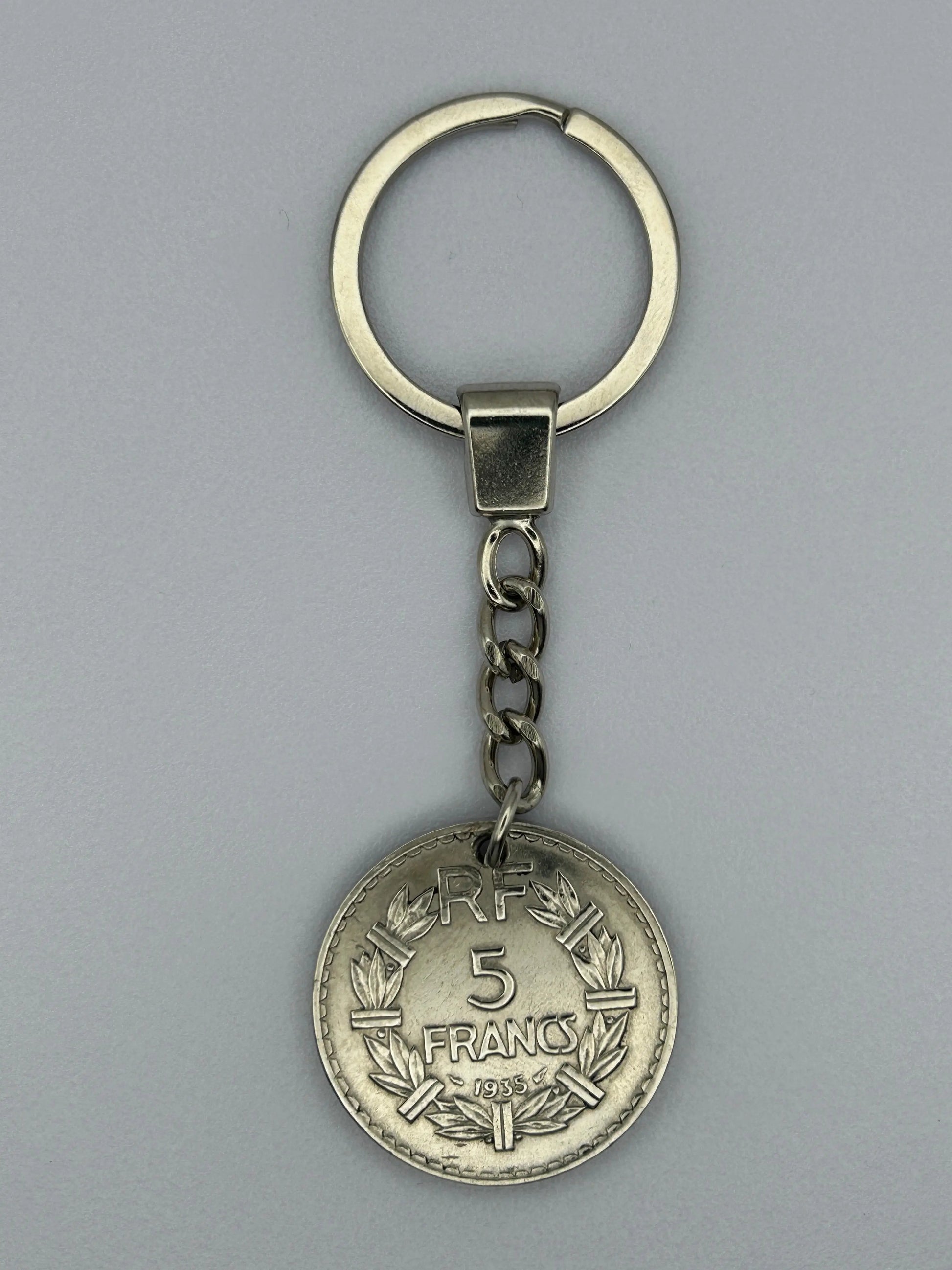 Porte-clés en pièce de monnaie 5 francs Lavrillier artisanal et authentique