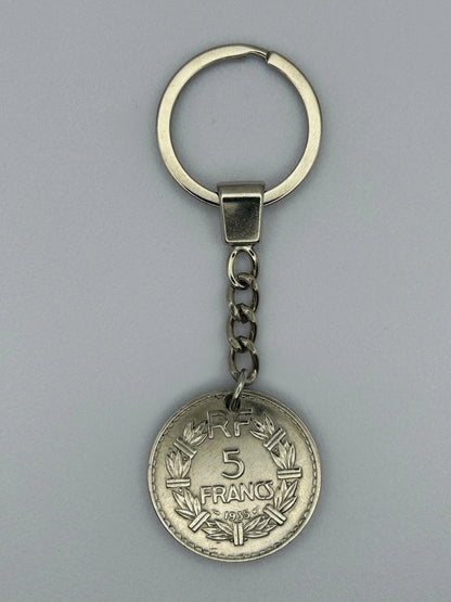 Porte-clés en pièce de monnaie 5 francs Lavrillier artisanal et authentique