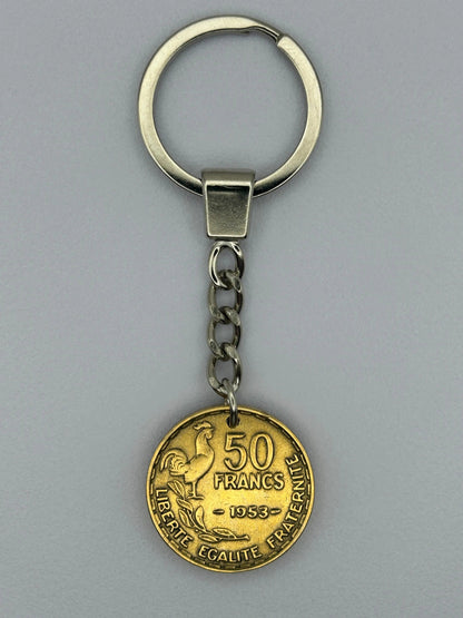 Porte-clés en pièce de monnaie 50 francs Guiraud artisanal et unique